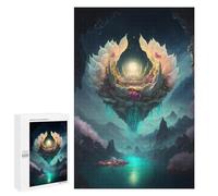 Puzzle 1000 PCS Fantasy Lotus Island Landscape Puzzles pour Adultes Améliorent La Mémoire Interaction Parent-Enfant Casse-tête Jeux De Société en Famille 1000 PCS