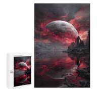 Puzzle 1000 PCS Fiery Alien Landscape with Giant Moon Puzzles pour Adolescents - Anti-Stress - Défi Éducatif - Idée Cadeau Et Anniversaire Unique 1000 PCS