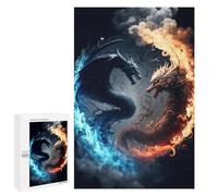 Puzzle 1000 PCS Fire Vs. Ice Dragons Art Print Puzzles pour Adolescents - Anti-Stress - Défi Éducatif - Idée Cadeau Et Anniversaire Unique 1000 PCS