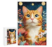 Puzzle 1000 PCS Floral Fantasy Cat Artwork Puzzles pour Adultes - Cadeau d'anniversaire - Jeu Difficile Et Stimulant - Cadeaux
