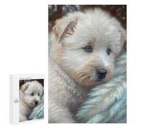 Puzzle 1000 PCS Fluffy White Puppy Portrait Puzzles pour Adultes, Jouet, Décoration Murale, Cadeau d'anniversaire, Idéal pour Toute La Famille 1000 PCS