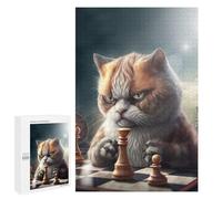 Puzzle 1000 PCS Funny Cat Playing Chess Puzzles pour Adultes, Jouet, Décoration Murale, Motif À Assembler, Idéal comme Cadeau pour Toute La Famille 1000 PCS