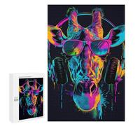 Puzzle 1000 PCS Giraffe DJ Headphones Art Print Puzzles pour Adultes - Cadeau d'anniversaire - Jeu Difficile Et Stimulant - Cadeaux