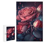 Puzzle 1000 PCS Glowing Red Rose Wall Art Puzzle pour Adolescents Améliorez Votre Mémoire Entraînez Votre Cerveau Et Vos Mains Jouets Addictifs pour Cultiver La Patience 1000 PCS