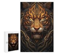 Puzzle 1000 PCS Golden Tiger Face Artwork Puzzle pour Adolescents Améliorez Votre Mémoire Entraînez Votre Cerveau Et Vos Mains Jouets Addictifs pour Cultiver La Patience 1000 PCS