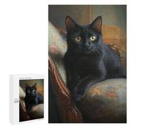 Puzzle 1000 PCS Gothic Black Cat Portrait Puzzles pour Adolescents - Anti-Stress - Défi Éducatif - Idée Cadeau Et Anniversaire Unique 1000 PCS
