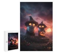 Puzzle 1000 PCS Halloween Cats with Jack-o'-Lanterns Puzzles pour Adolescents - Anti-Stress - Défi Éducatif - Idée Cadeau Et Anniversaire Unique 1000 PCS