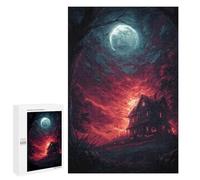 Puzzle 1000 PCS Halloween Haunted House -5 Puzzles pour Adultes - Cadeau d'anniversaire - Jeu Difficile Et Stimulant - Cadeaux