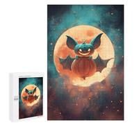 Puzzle 1000 PCS Halloween Pumpkin Bat Art Print Puzzle pour Adolescents Améliorez Votre Mémoire Entraînez Votre Cerveau Et Vos Mains Jouets Addictifs pour Cultiver La Patience 1000 PCS