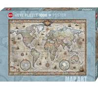 Heye Verlag – Puzzle HY29871 Map Art Retro World – 1000 pièces