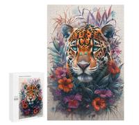 Puzzle 1000 PCS Jaguar in Flowers Puzzles pour Adultes - Cadeau d'anniversaire - Jeu Difficile Et Stimulant - Cadeaux