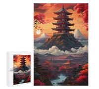 Puzzle 1000 PCS Japanese Pagoda Sunset Landscape-6 Puzzles pour Adolescents - Anti-Stress - Défi Éducatif - Idée Cadeau Et Anniversaire Unique 1000 PCS