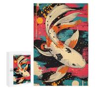 Puzzle 1000 PCS Koi Fish Abstract Art White Koi Fish Puzzles pour Adultes, Jouet, Décoration Murale, Motif À Assembler, Idéal comme Cadeau pour Toute La Famille 1000 PCS