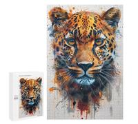 Puzzle 1000 PCS Leopard Face Art Print Puzzles pour Adultes Améliorent La Mémoire Interaction Parent-Enfant Casse-tête Jeux De Société en Famille 1000 PCS