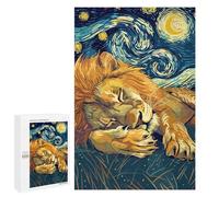 Puzzle 1000 PCS Lion Sleeping Under Starry Night Sky Puzzles pour Adultes, Jouet, Décoration Murale, Cadeau d'anniversaire, Idéal pour Toute La Famille 1000 PCS