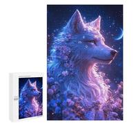Puzzle 1000 PCS Mystical Wolf with Flowers Puzzles pour Adultes, Jouet, Décoration Murale, Difficile, Difficile, Cadeaux Uniques pour Anniversaire Et Noël 1000 PCS