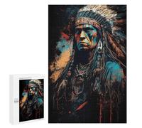 Puzzle 1000 PCS Native American Warrior Art Print Puzzle pour Adolescents Améliorez Votre Mémoire Entraînez Votre Cerveau Et Vos Mains Jouets Addictifs pour Cultiver La Patience 1000 PCS