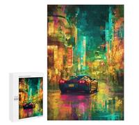Puzzle 1000 PCS Neon Cityscape with Sports Car -1 Puzzles pour Adolescents - Anti-Stress - Défi Éducatif - Idée Cadeau Et Anniversaire Unique 1000 PCS