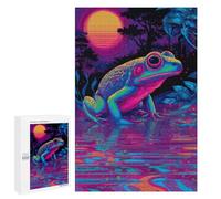 Puzzle 1000 PCS Neon Frog Reflections Puzzle pour Adolescents Améliorez Votre Mémoire Entraînez Votre Cerveau Et Vos Mains Jouets Addictifs pour Cultiver La Patience 1000 PCS
