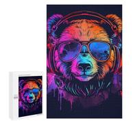 Puzzle 1000 PCS Neon Monkey Headphones Art Print -2 Puzzle pour Adolescents Améliorez Votre Mémoire Entraînez Votre Cerveau Et Vos Mains Jouets Addictifs pour Cultiver La Patience 1000 PCS