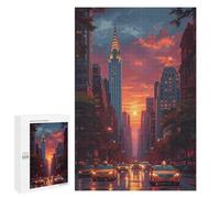 Puzzle 1000 PCS New York City Sunset Puzzles pour Adultes Améliorent La Mémoire Interaction Parent-Enfant Casse-tête Jeux De Société en Famille 1000 PCS