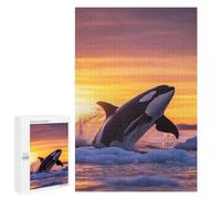 Puzzle 1000 PCS Orca Leaping Sunset in ICY Waters Puzzles pour Adultes, Jouet, Décoration Murale, Difficile, Difficile, Cadeaux Uniques pour Anniversaire Et Noël 1000 PCS