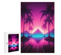 Puzzle 1000 PCS Palm Tree Retrowave Puzzles pour Adultes, Jouet, Décoration Murale, Cadeau d'anniversaire, Idéal pour Toute La Famille 1000 PCS