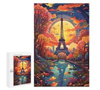 Puzzle 1000 PCS Paris Eiffel Tower Autumn Scenery Puzzles pour Adultes - Cadeau d'anniversaire - Jeu Difficile Et Stimulant - Cadeaux
