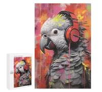 Puzzle 1000 PCS Parrot with Headphones Puzzles pour Adultes, Jouet, Décoration Murale, Cadeau d'anniversaire, Idéal pour Toute La Famille 1000 PCS