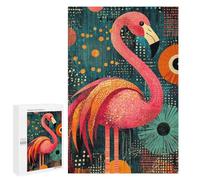 Puzzle 1000 PCS Pink Flamingo Art Print Vibrant Pink Flamingo Art Prints Modern Tropical Decor Puzzles pour Adultes, Jouet, Décoration Murale, Motif À Assembler, Idéal comme Cadeau pour Toute La Fam