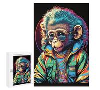 Puzzle 1000 PCS pour Adolescentes Chic Monkey in Colorful Jacket Puzzles pour Adolescentes Jeux Amusants Assemblage De Motifs Aide À Exercer Le Cerveau 1000 PCS