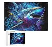Puzzle 1000 PCS pour Adolescentes Colorful Shark Splash Artwork -5 Puzzles pour Adolescentes Jeux Amusants Assemblage De Motifs Aide À Exercer Le Cerveau 1000 PCS