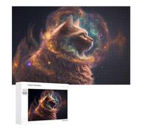 Puzzle 1000 PCS pour Adolescentes Cosmic Cat Celestial Feline Majesty Puzzles pour Adolescentes Jeux Amusants Assemblage De Motifs Aide À Exercer Le Cerveau 1000 PCS