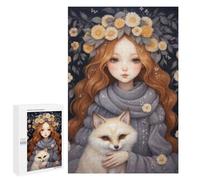 Puzzle 1000 PCS pour Adolescentes Cute Girl and Fox Puzzle pour Adultes, Jouet, Décoration Murale, Cadeaux pour Femmes, Cadeaux Uniques pour Anniversaire Et Noël 1000 PCS