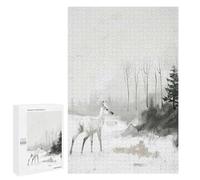 Puzzle 1000 PCS pour Adolescentes Deer in Winter Forest Painting Puzzle pour Adultes, Jouet, Décoration Murale, Cadeaux pour Femmes, Cadeaux Uniques pour Anniversaire Et Noël 1000 PCS