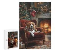 Puzzle 1000 PCS pour Adolescentes Dog in Christmas Sweater Beagle Waiting for Santa Puzzle pour Adultes, Jouet, Décoration Murale, Cadeaux pour Femmes, Cadeaux Uniques pour Anniversaire Et Noël 1000