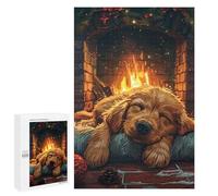 Puzzle 1000 PCS pour Adolescentes Dog Sleeping by Fireplace Puzzle pour Adultes, Jouet, Décoration Murale, Cadeaux pour Femmes, Cadeaux Uniques pour Anniversaire Et Noël 1000 PCS