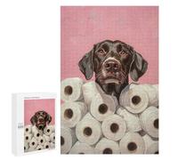 Puzzle 1000 PCS pour Adolescentes Dog with Toilet Paper Painting German Shorthaired Pointer Toilet Art Puzzle pour Adultes, Jouet, Décoration Murale, Cadeaux pour Femmes, Cadeaux Uniques pour Anniver