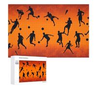 Puzzle 1000 PCS pour Adolescentes Dynamic Soccer Silhouettes in Motion Puzzles pour Adolescentes Jeux Amusants Assemblage De Motifs Aide À Exercer Le Cerveau 1000 PCS