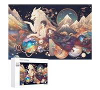 Puzzle 1000 PCS pour Adolescentes Fantasy Artwork Wolf, Mountains, Stars Puzzles pour Adolescentes Jeux Amusants Assemblage De Motifs Aide À Exercer Le Cerveau 1000 PCS