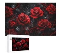 Puzzle 1000 PCS pour Adolescentes Gothic Red Rose Wallpaper Puzzles pour Adolescentes Jeux Amusants Assemblage De Motifs Aide À Exercer Le Cerveau 1000 PCS