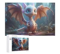 Puzzle 1000 PCS pour Adolescentes Magical Baby Dragon in Enchanted Forest -2 Puzzles pour Adolescentes Jeux Amusants Assemblage De Motifs Aide À Exercer Le Cerveau 1000 PCS