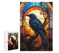 Puzzle 1000 PCS pour Adolescentes Moonlit Crow Stained Glass Puzzle pour Adultes, Jouet, Décoration Murale, Cadeaux pour Femmes, Cadeaux Uniques pour Anniversaire Et Noël 1000 PCS