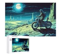 Puzzle 1000 PCS pour Adolescentes Motorcycle Journey Under The Moonlit Sky Puzzles pour Adolescentes Jeux Amusants Assemblage De Motifs Aide À Exercer Le Cerveau 1000 PCS