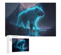 Puzzle 1000 PCS pour Adolescentes Mystical Journey Man, Dog, and Glowing Tiger Puzzles pour Adolescentes Jeux Amusants Assemblage De Motifs Aide À Exercer Le Cerveau 1000 PCS