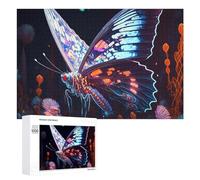 Puzzle 1000 PCS pour Adolescentes Neon Butterfly in Fantasy Land Puzzles pour Adolescentes Jeux Amusants Assemblage De Motifs Aide À Exercer Le Cerveau 1000 PCS