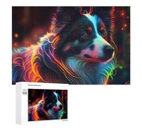 Puzzle 1000 PCS pour Adolescentes Neon Vibrant Dog Portrait Puzzles pour Adolescentes Jeux Amusants Assemblage De Motifs Aide À Exercer Le Cerveau 1000 PCS