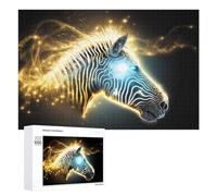 Puzzle 1000 PCS pour Adolescentes Neon Zebra with Glowing Lines Puzzles pour Adolescentes Jeux Amusants Assemblage De Motifs Aide À Exercer Le Cerveau 1000 PCS