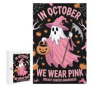 Puzzle 1000 PCS pour Adolescentes October Breast Cancer Awareness Ghost Puzzle pour Adultes, Jouet, Décoration Murale, Cadeaux pour Femmes, Cadeaux Uniques pour Anniversaire Et Noël 1000 PCS