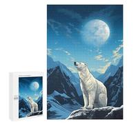 Puzzle 1000 PCS pour Adolescentes Polar Bear Moonlit Mountain Puzzles pour Adolescentes Jeux Amusants Assemblage De Motifs Aide À Exercer Le Cerveau 1000 PCS